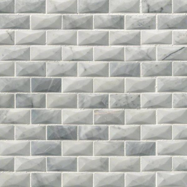 Carrara White 1×2 3d Polished
