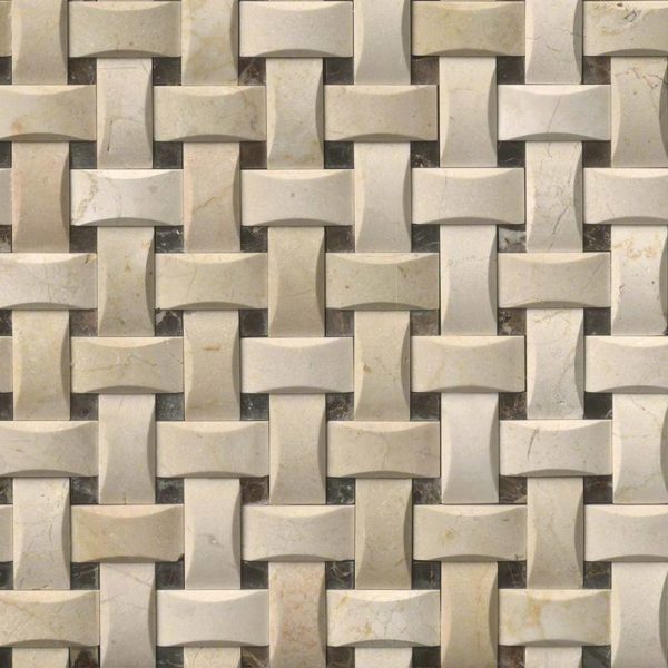Crema Basketweave Arched Pattern Polished