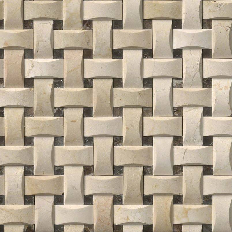 Crema Basketweave Arched Pattern Polished