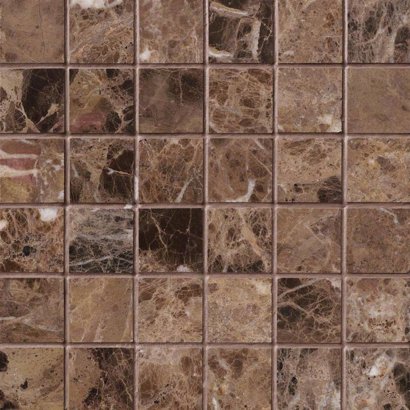 Emperador Dark 2×2 Polished In 12×12 Mesh