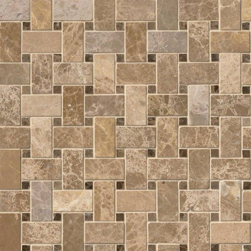 Emperador Light And Emperador Dark Basket Weave Pattern