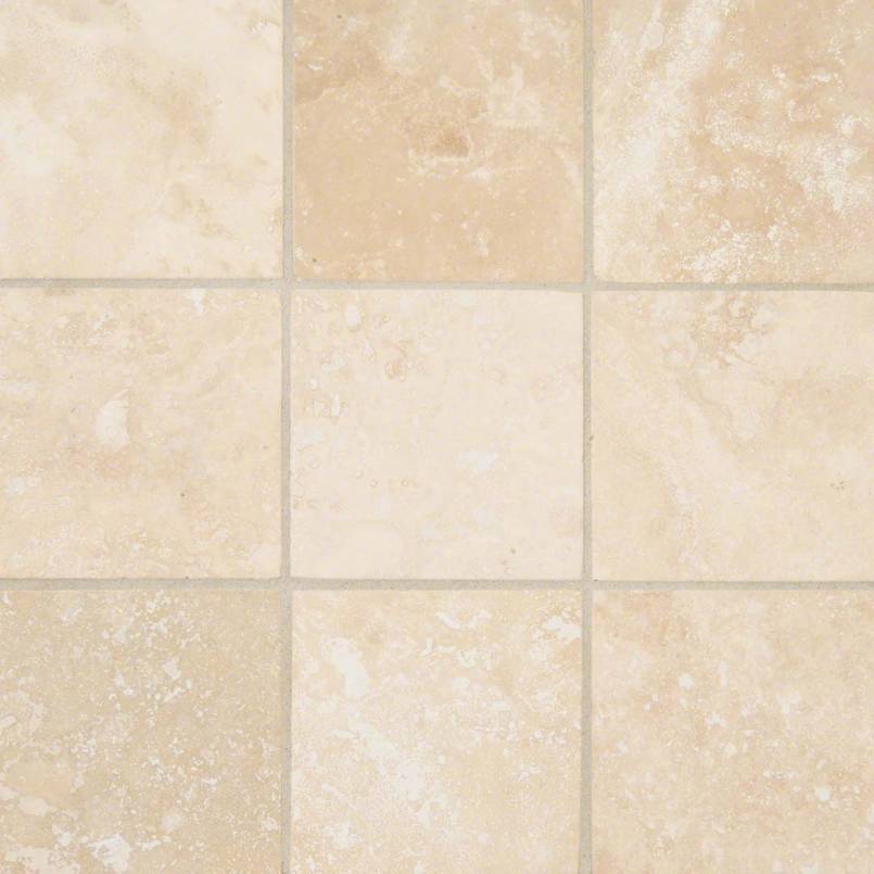 Ivory Travertine 4×4 Honed And Beveled Tile