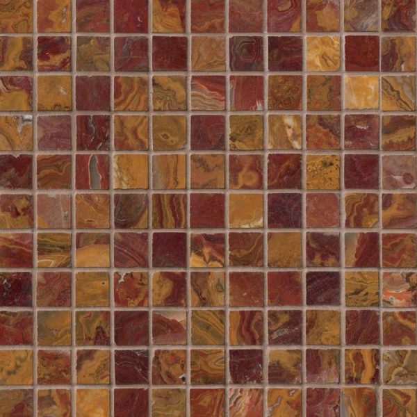 Red Onyx 1×1 Polished In A 12×12 Mesh