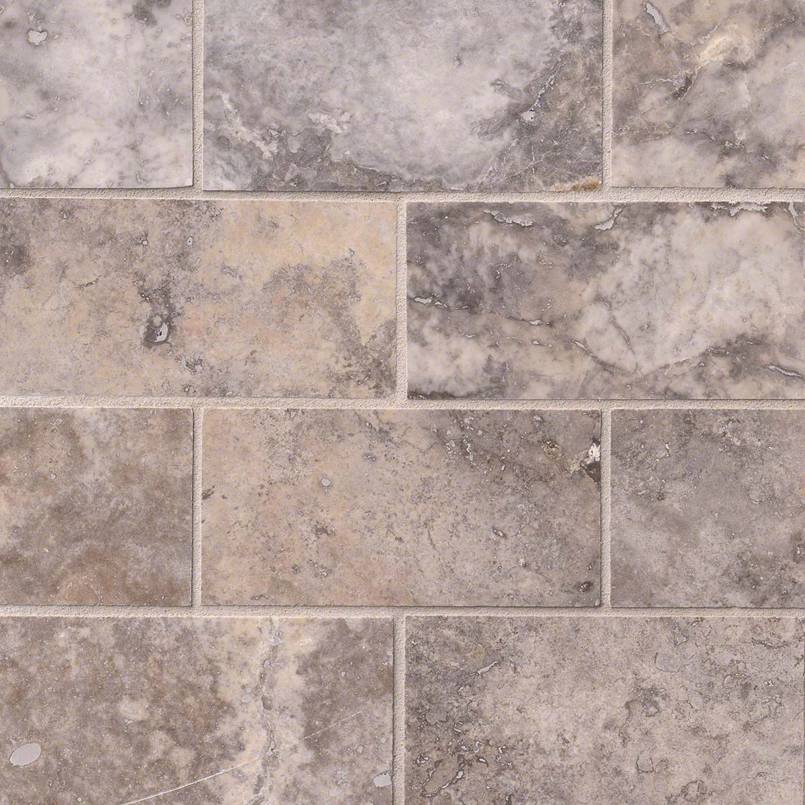 Silver Travertine Subway Tile Honed 3×6