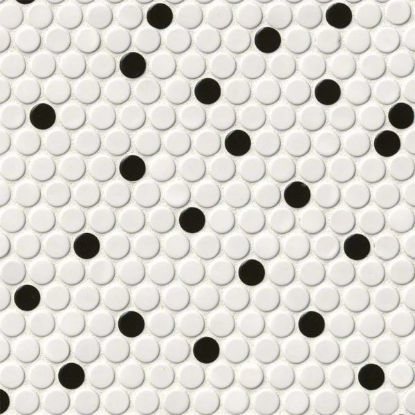 White And Black Glossy Penny Round
