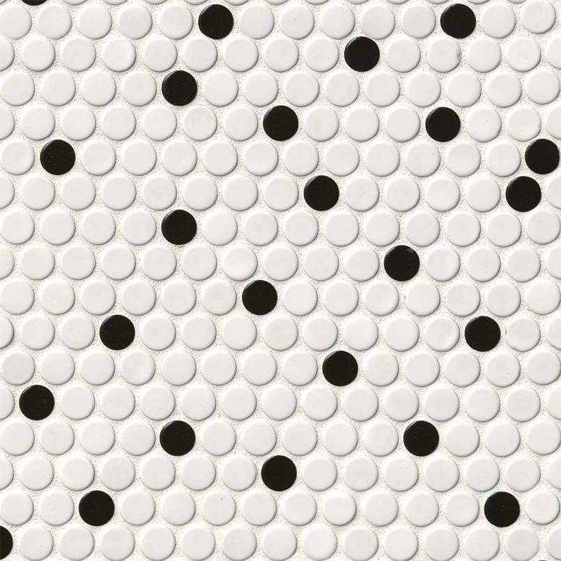 White And Black Glossy Penny Round