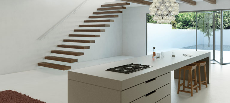 Sleek Concrete Caesarstone Quartz Kitchen