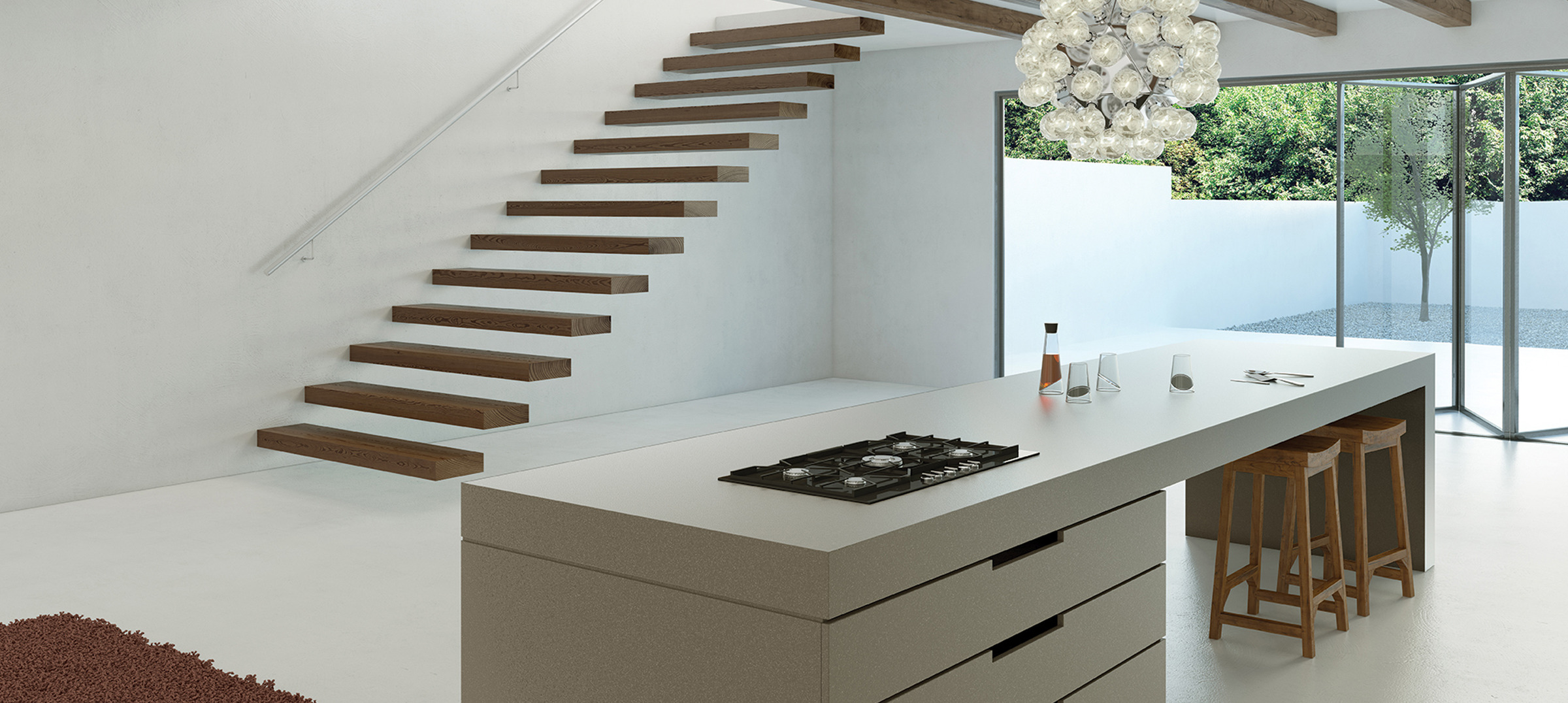 Sleek Concrete Caesarstone Quartz Kitchen