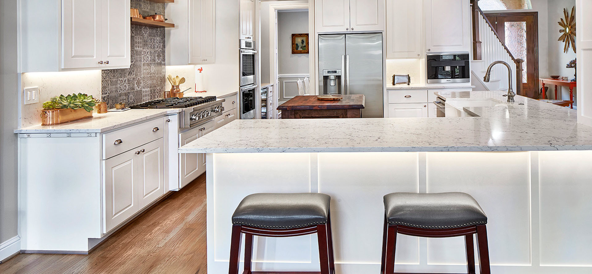 White Attica Caesarstone Quartz Kitchen