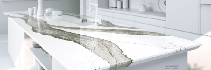 Picture of Nonporous Countertops with Cambria Skara Brae Quartz Kitchen Island Surface