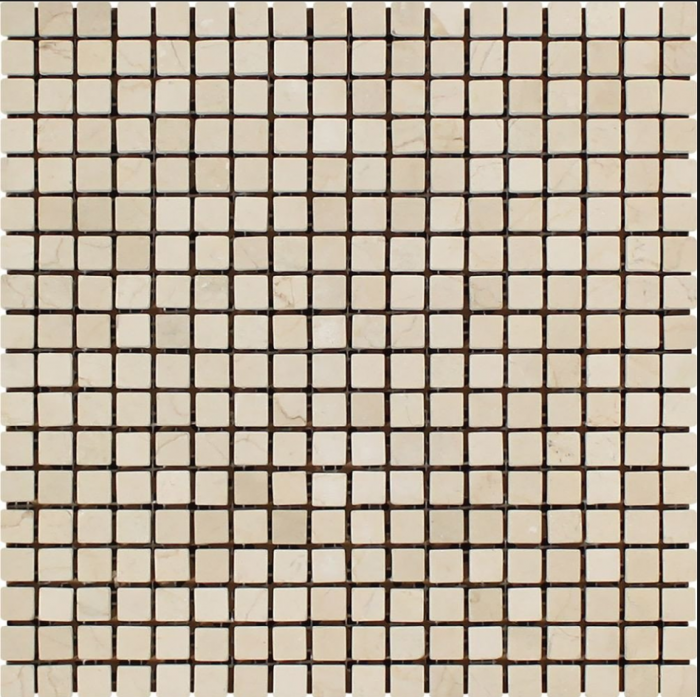 Crema Marfil 5/8 x 5/8 Polished In 12x12 Mesh