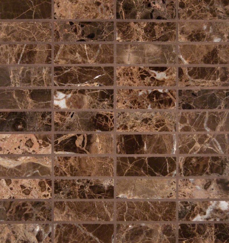 Emperador Dark 1x3 Polished In 12x12 Mesh