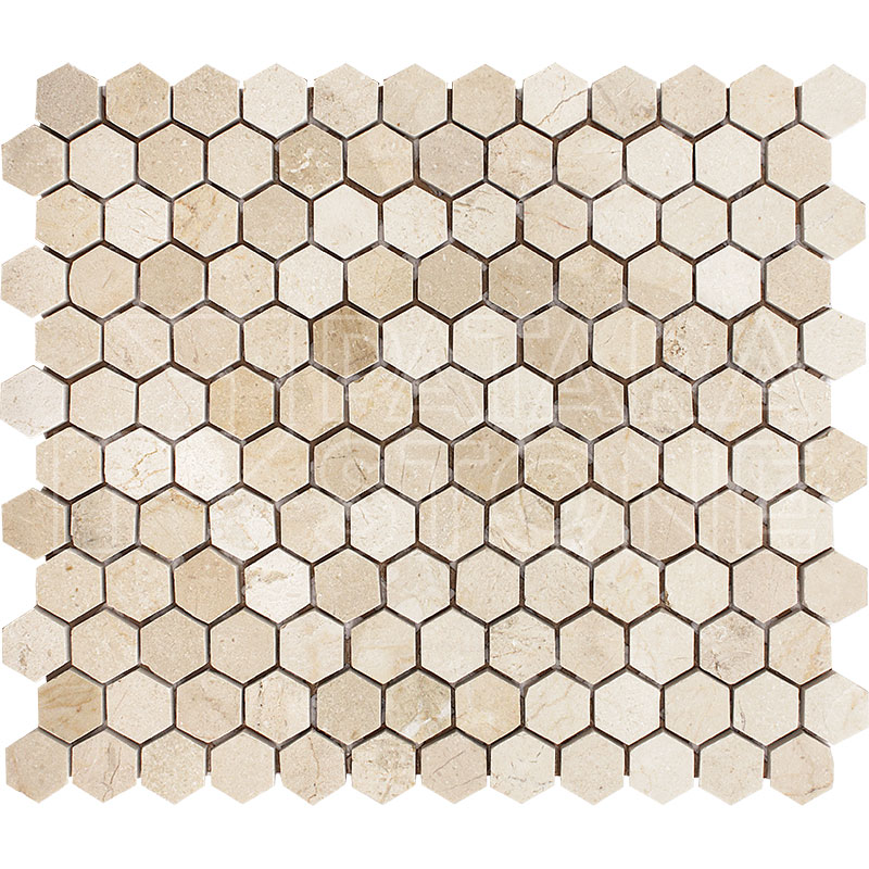Crema Cappuccino 1inch Hexagon Polished