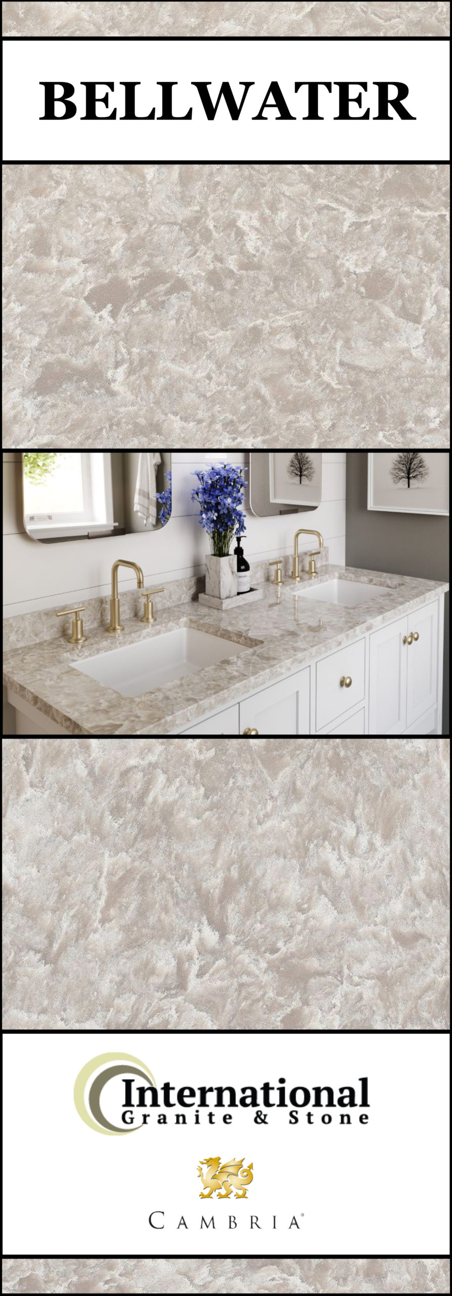 Bellwater Cambria Quartz Full Slab Pin