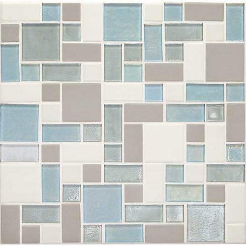 DALTILE COASTAL KEYSTONES MEDITERRANEAN MIST BLOCK RANDOM MOSAIC CK92-7635