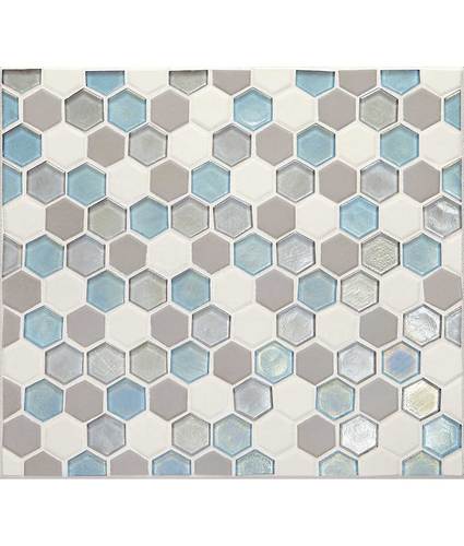 DALTILE COASTAL KEYSTONES MEDITERRANEAN MIST HEXAGON MOSAIC CK92-7641