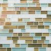 DALTILE GLASS HORIZONS CARIBBEAN BLEND RANDOM LINEAR MOSAIC