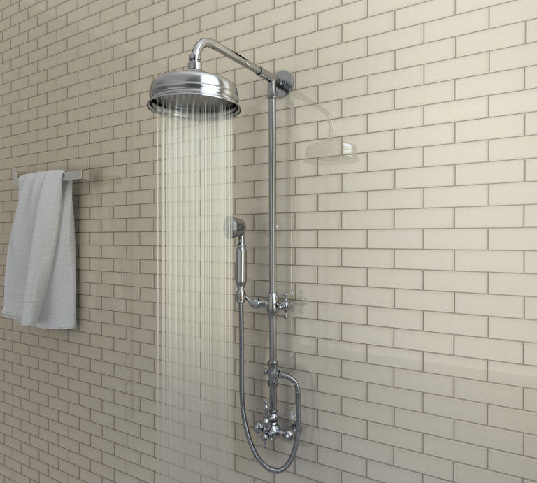 Bamboo 2x6 Backsplash Tile in Bathroom Shower