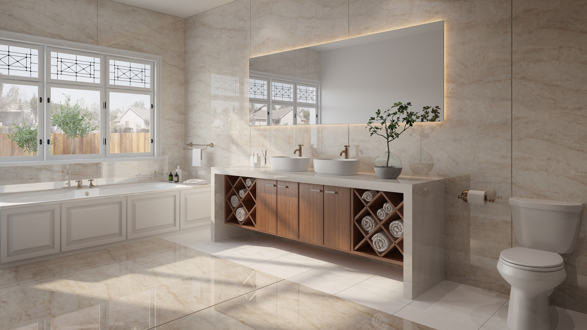 Arga Dekton Bathroom Countertops and Backsplash Walls