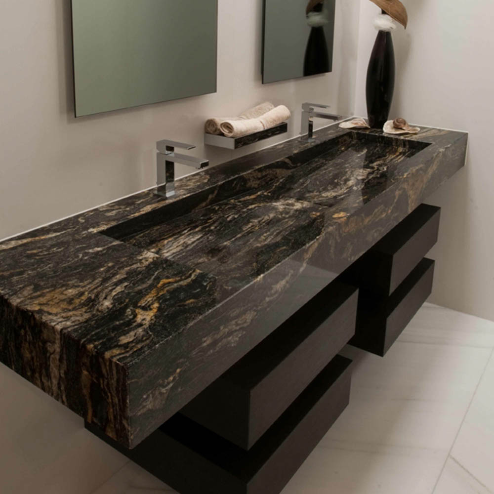 Black Cosmic Leather Finish Granite Bathroom