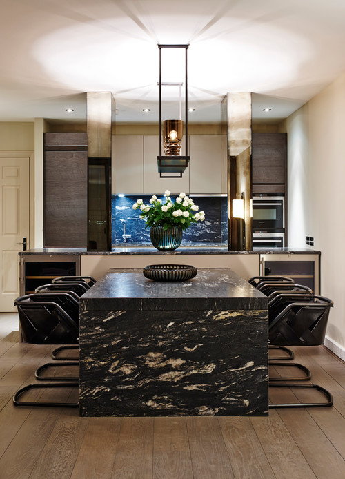 Black Cosmic Leather Finish Granite Kitchen