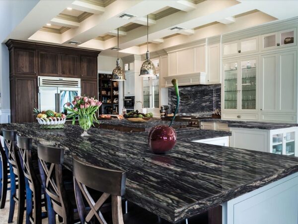 Black Storm Granite Kitchen Countertops with Island