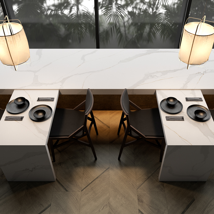 Calacatta Sol LG Viatera Quartz Set Up