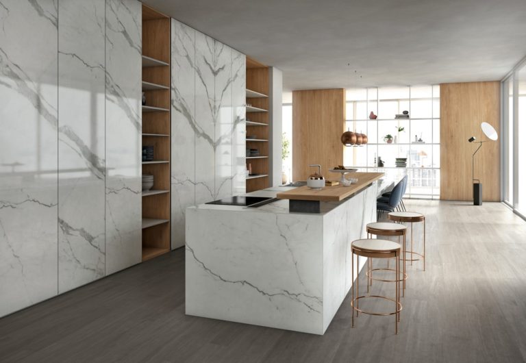Classic Statuario Infinity Porcelain Kitchen Countertops