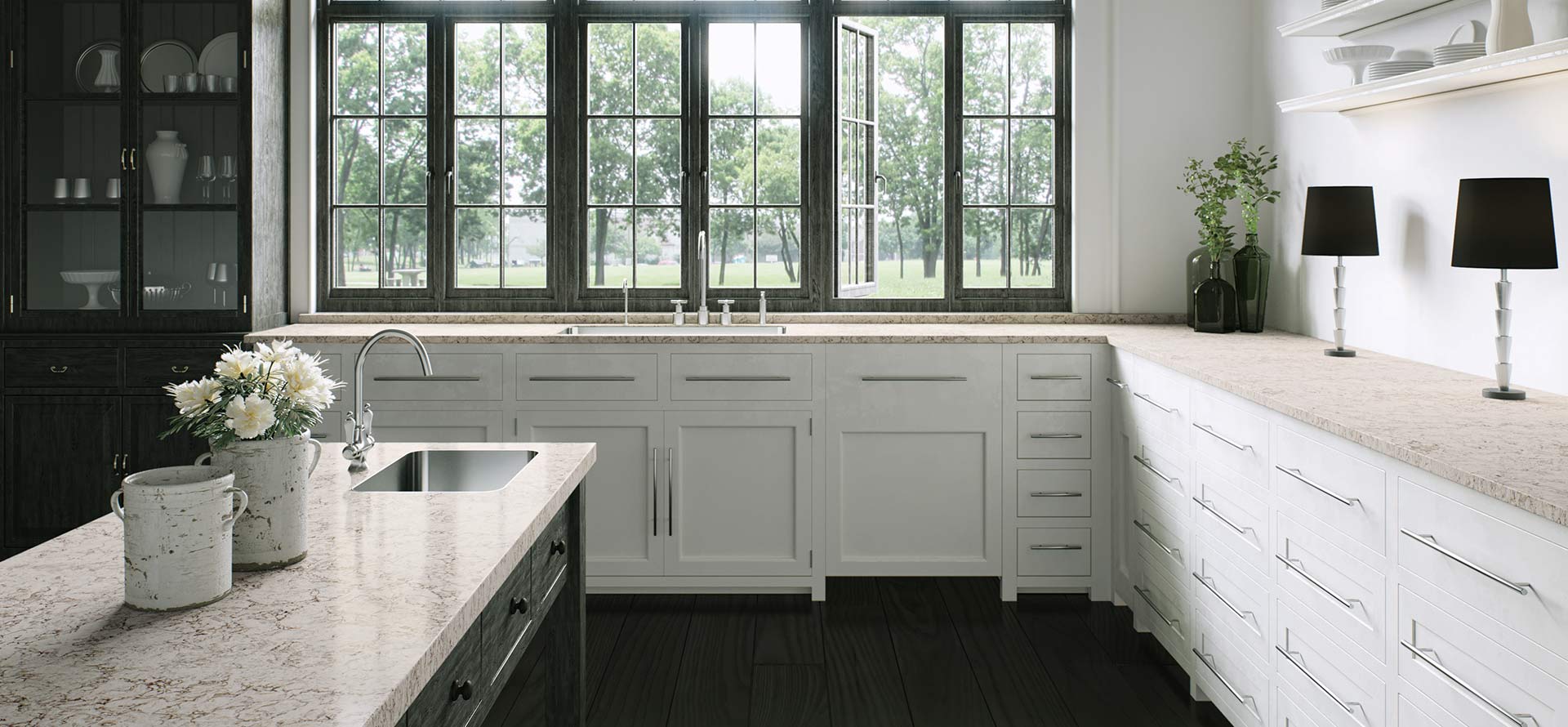Moorland Fog Caesarstone Quartz Kitchen