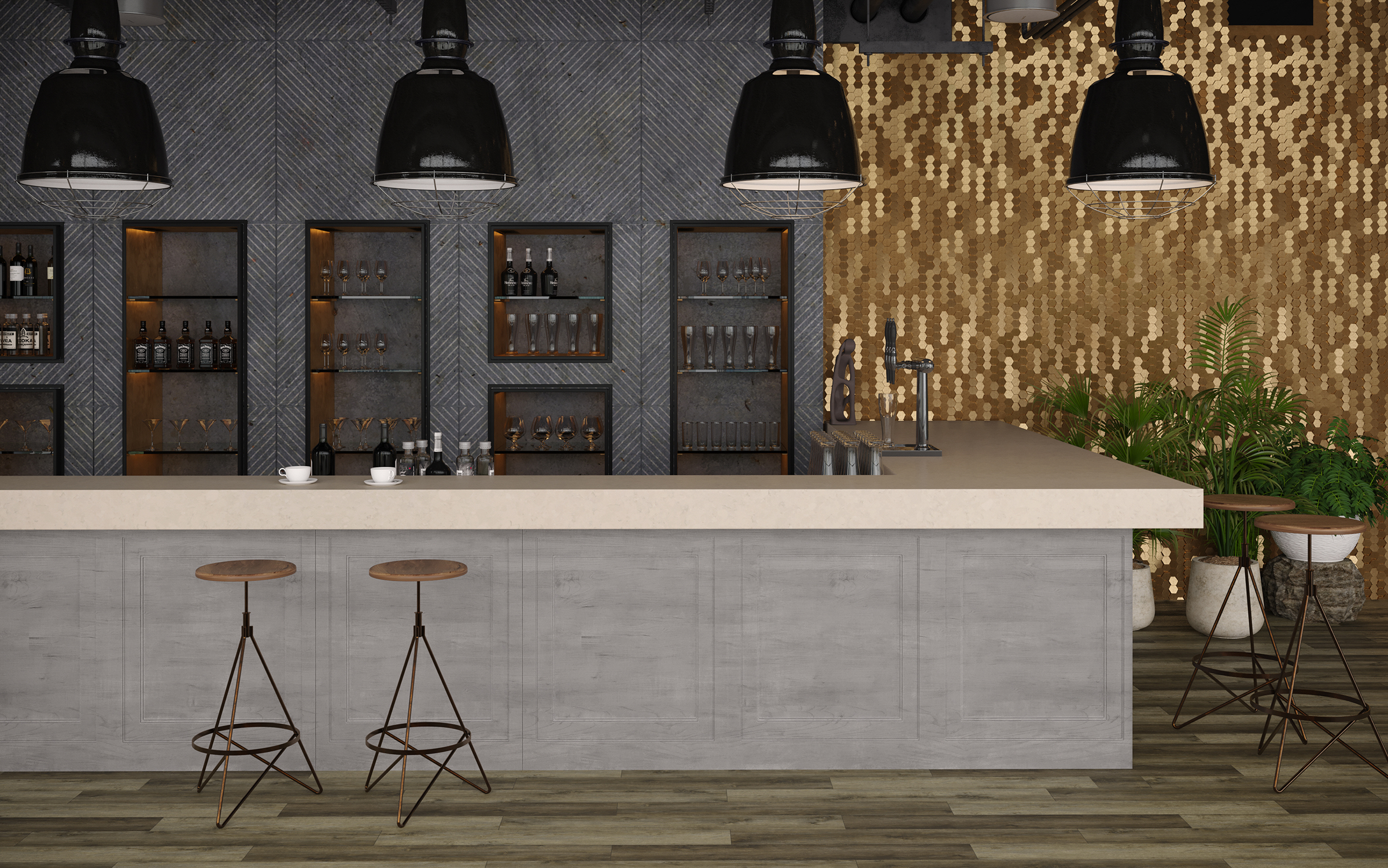 Natural Limestone LG Viatera Quartz Bar Countertops