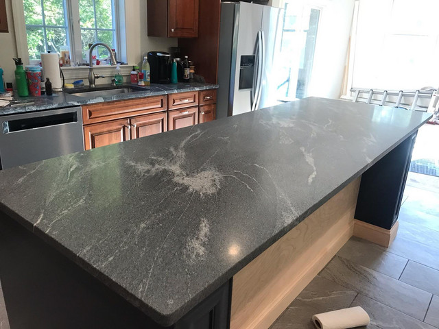 Silver Grey Honed Granite Kitchen1