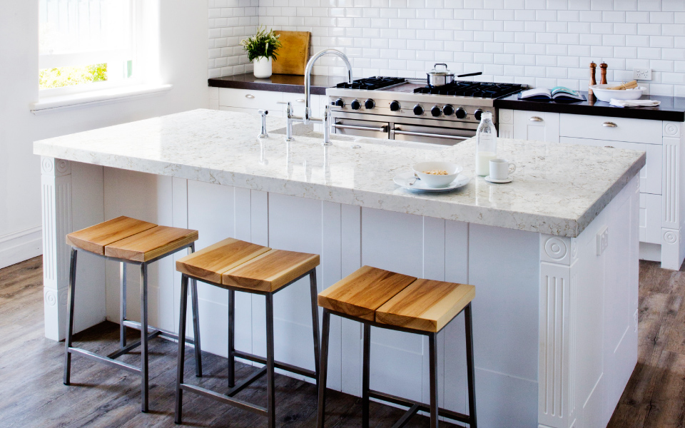 Stellar Snow Silestone Quartz Kitchen1