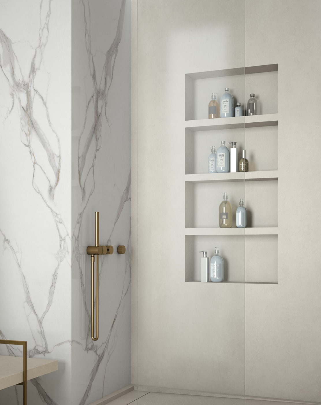Total Ivory Infinity Porcelain Countertop Bathroom Shower Walls