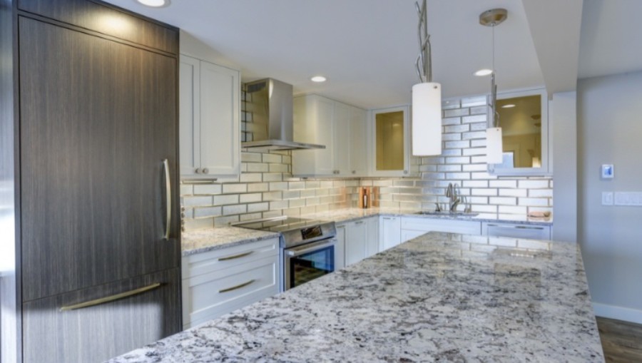 White Fantasy Granite Kitchen